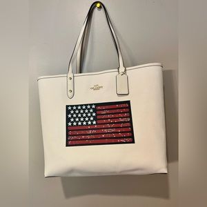 American Flag reversible Coach tote